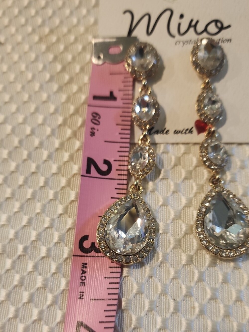 Miro Gold-Tone Clear Crystal Teardrop Dangle Earrings - Picture 5 of 5